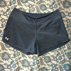 Under Armour Women’s running shorts, size Medium. Silver-Gray.